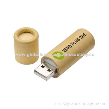 Promotional Recycled Paper USB, Made of Recycled Pressboard Material, Built-in Password Protection